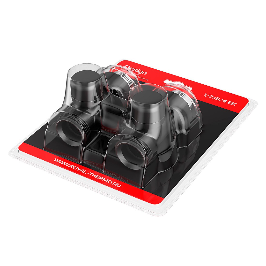 Узел нижнего подключения Royal Thermo Design прямой 1/2x3/4, черный