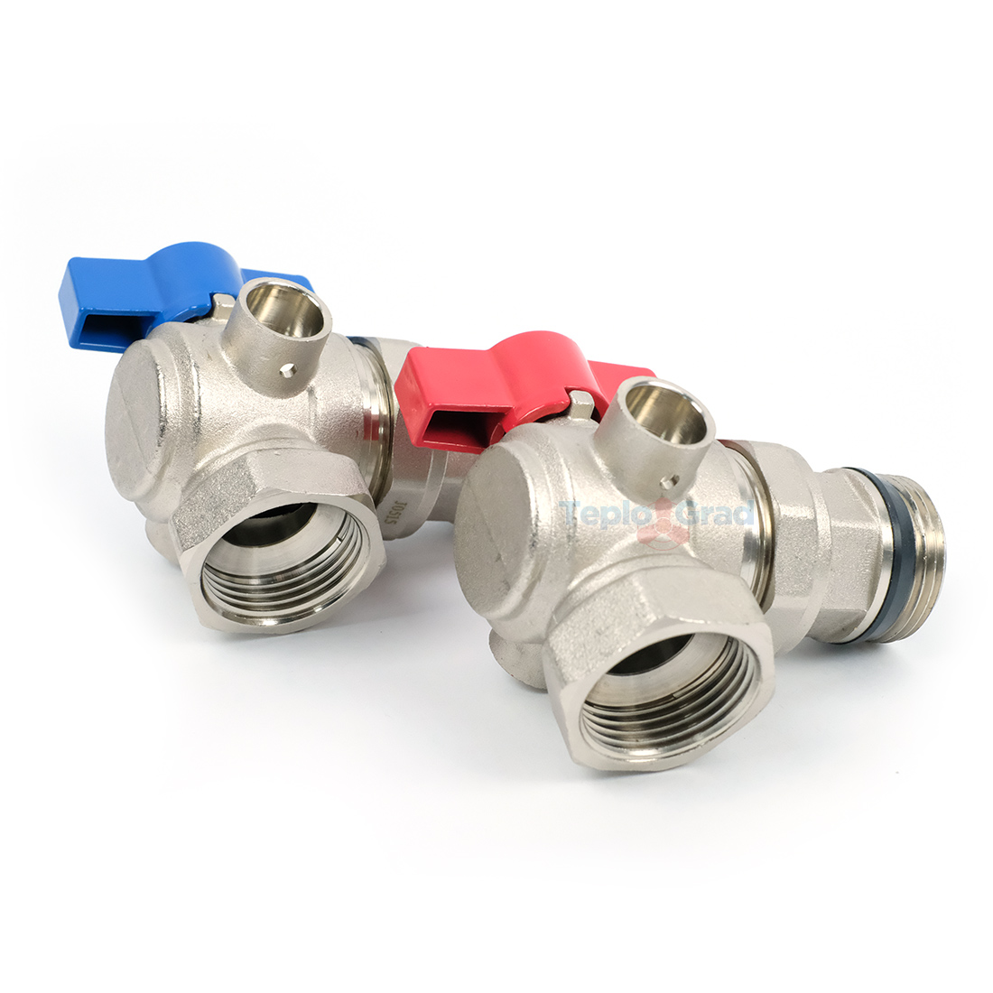 Комплект шаровых угловых кранов TIM с полусгоном 1