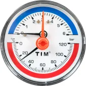 Термоманометр аксиальный TIM, корпус 63 мм, диапазон 0-6 бар, подключение 1/2 Y-63T-6