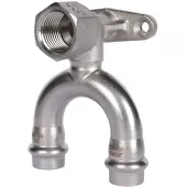 Угольник проходной с настенным креплением ВР 15х1/2 Rommer из нержавеющей стали прессовой