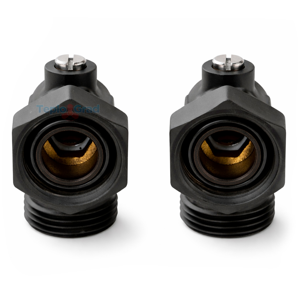 Набор нижнего подключения Royal Thermo угловой черный 3/4 раздельный