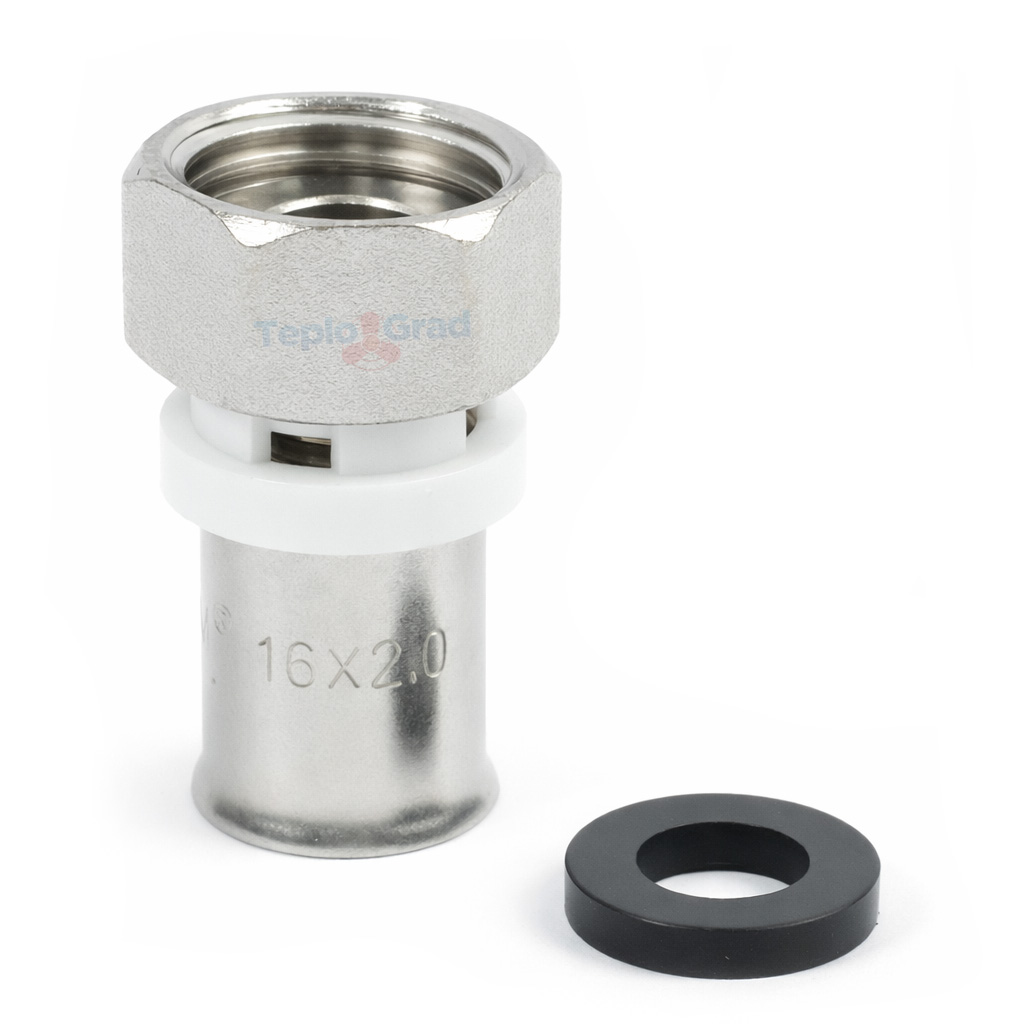 Пресс соединение TIM с накидной гайкой 16x1/2 под плоскую прокладку
