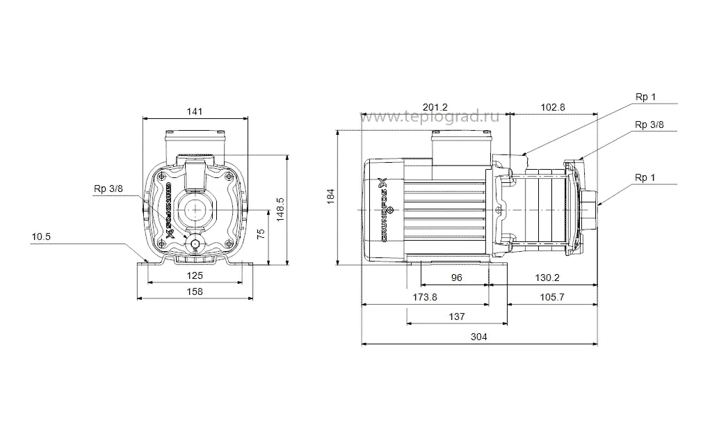 Многоступенчатый поверхностный насос Grundfos CM3-3 A-R-A-E-AVBE 3x380