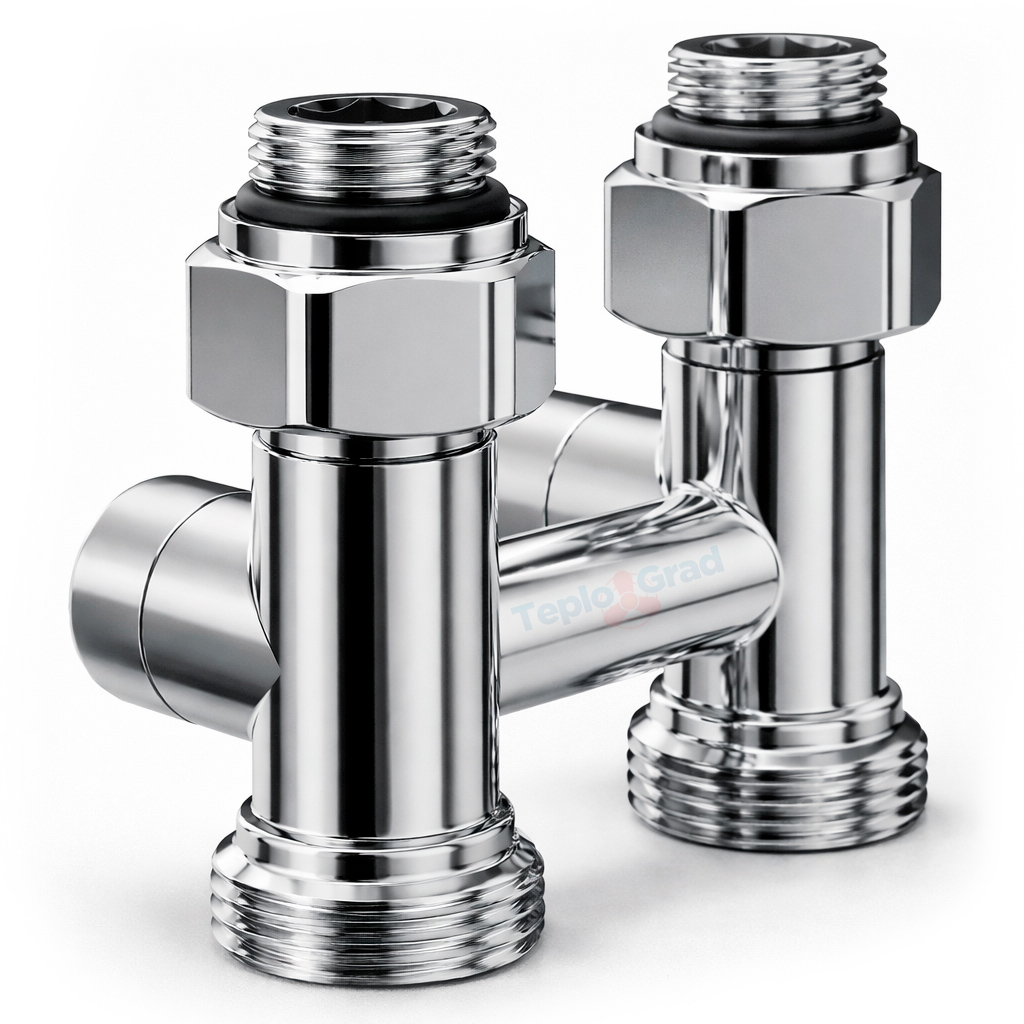 Узел нижнего подключения Royal Thermo Design прямой 1/2x3/4, хром