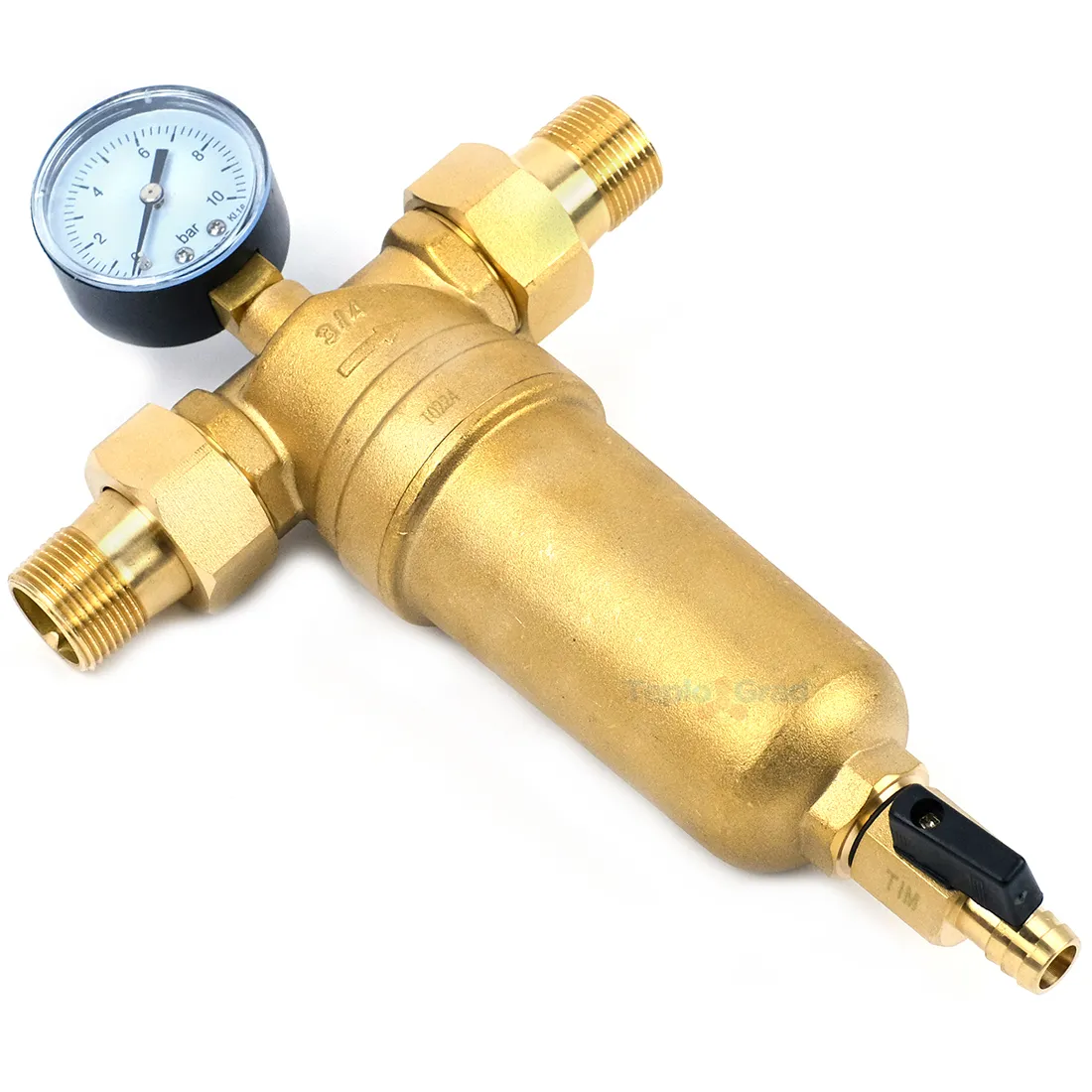 Самопромывной фильтр TIM 3/4 с манометром и корпусом из латуни