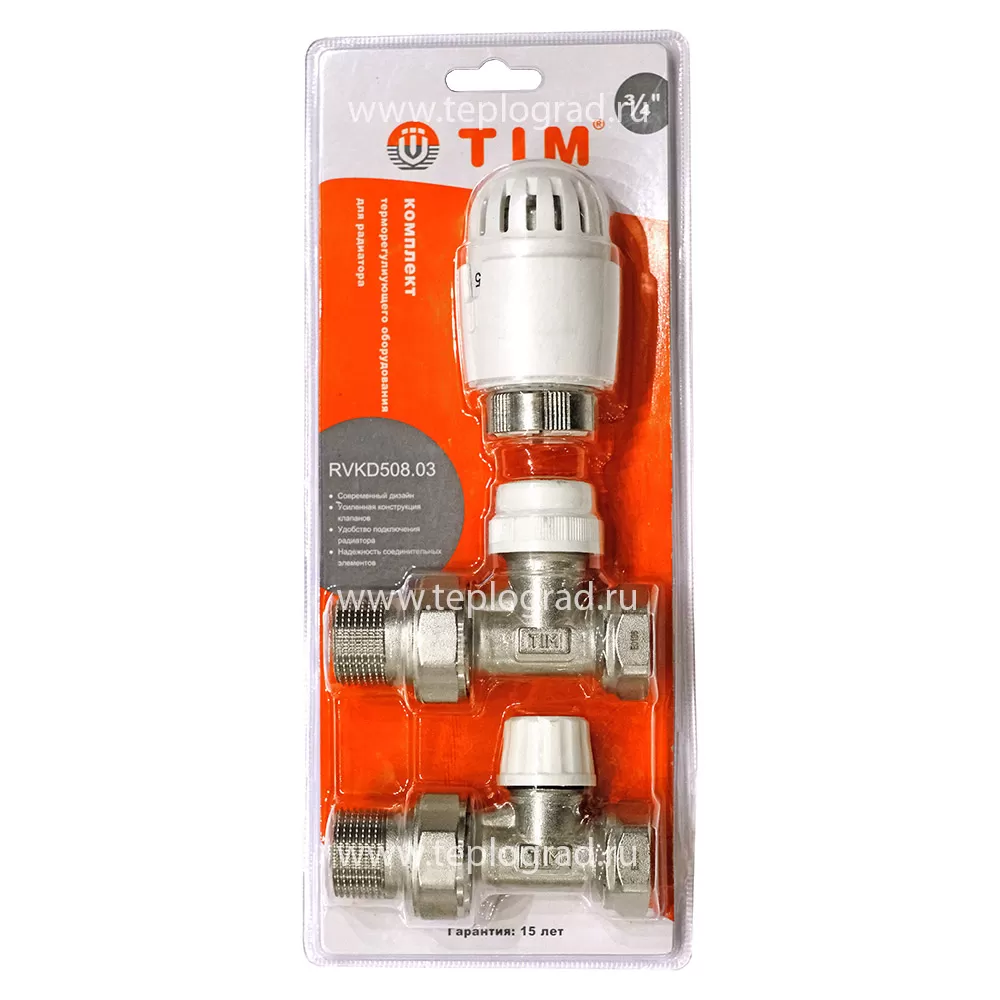 Комплект терморегулирующего оборудования для радиатора прямой TIM 3/4 Комплект терморегулирующего оборудования для радиатора прямой TIM 3/4
