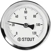Термометр биметаллический Stout 63 мм, гильза 50 мм, 0-120С Термометр биметаллический Stout 63 мм, гильза 50 мм, 0-120С