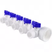 Коллектор Kalde на 5 выхода, ручки синие