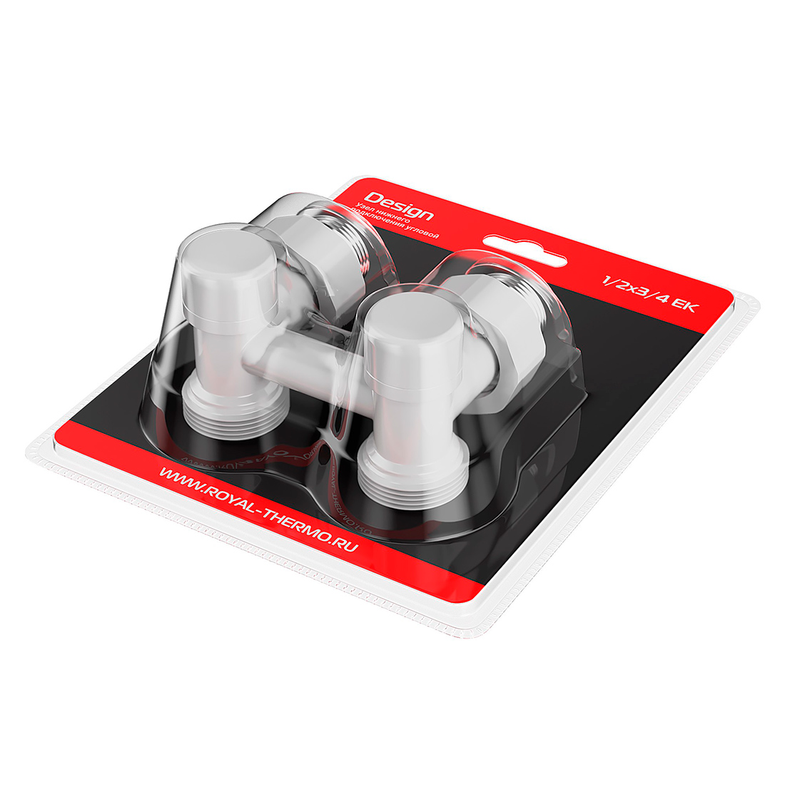 Узел нижнего подключения Royal Thermo Design угловой 1/2x3/4, белый