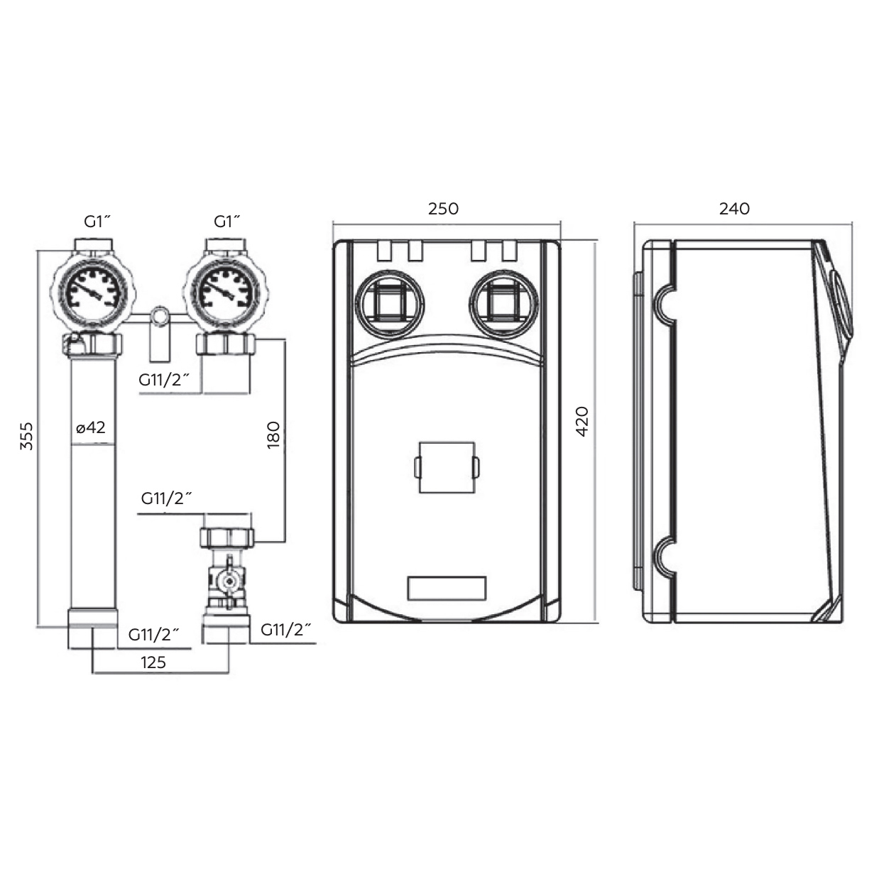 Насосная группа Rommer 1 прямая, без насоса