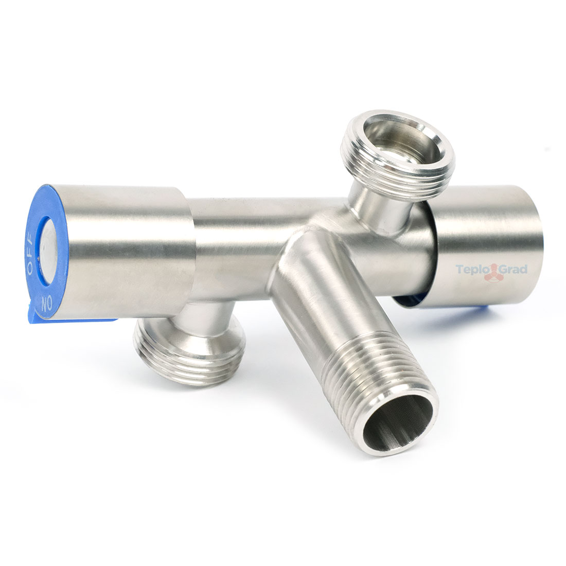 Кран угловой TIM 2 выхода в разные стороны 1/2x3/4" для сантехнический приборов