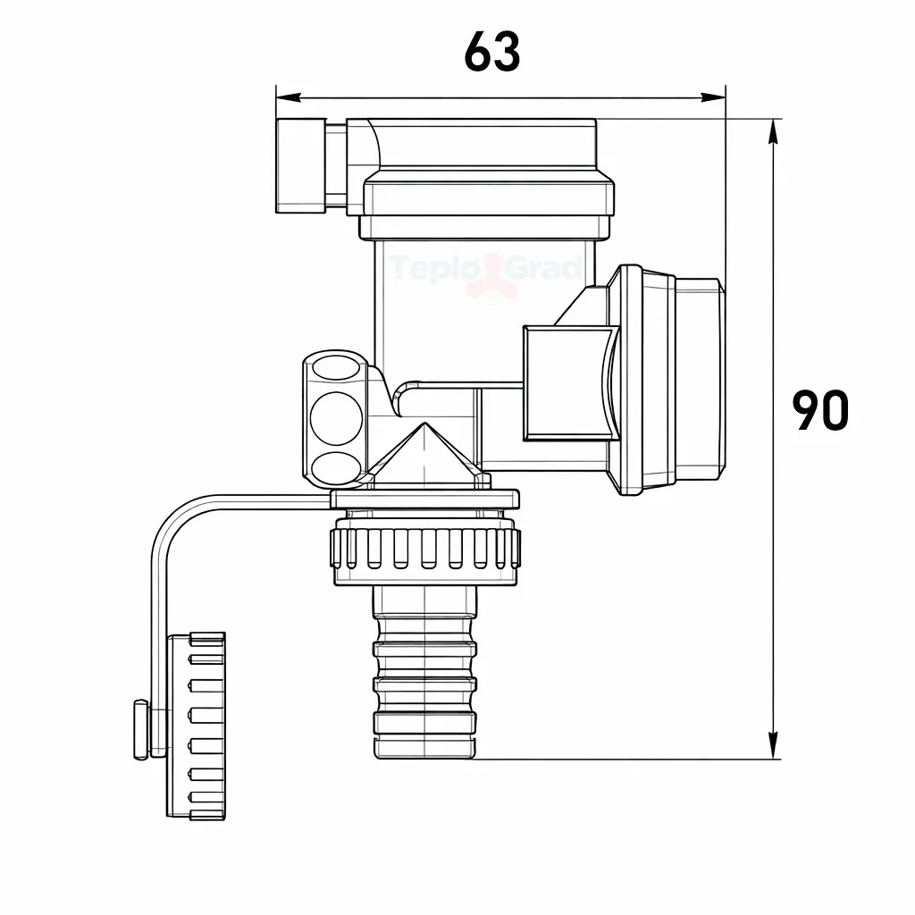 Концевой фитинг TIM 1" с дренажным вентилем и воздухоотводчиком