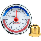 Термоманометр аксиальный Valfex 63 мм, 0-10 бар, 1/2