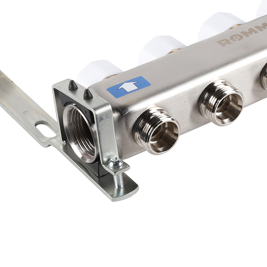 Коллектор Rommer на 4 выхода без расходомеров, с клапаном вып. воздуха и сливом