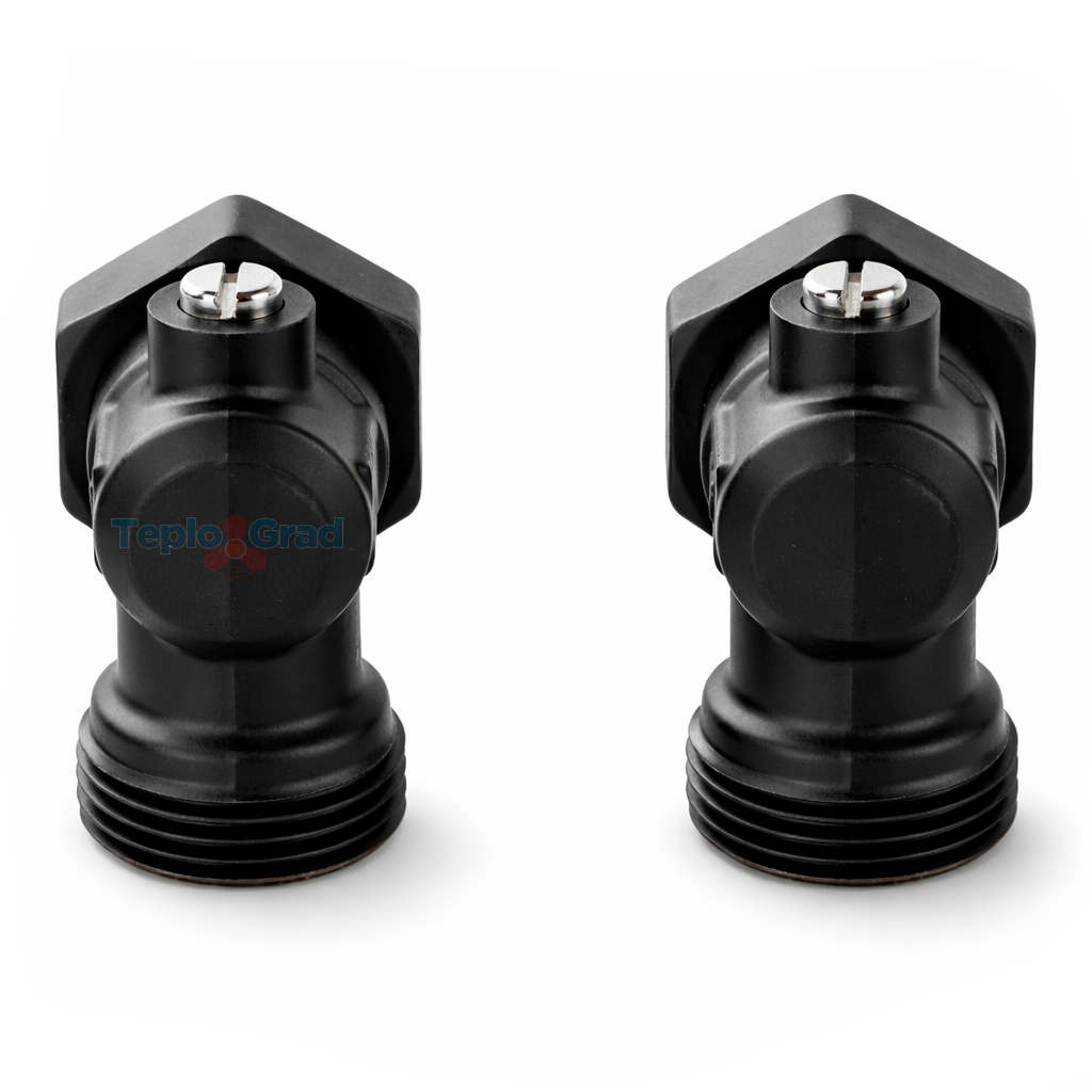 Набор нижнего подключения Royal Thermo угловой черный 3/4 раздельный