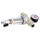 Самопромывной фильтр Tiemme 1 с манометром и пластиковой колбой