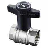 Кран шаровой Oventrop Optibal ВВ 2 с термометром, пластмассовый маховик