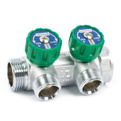 Коллектор TIM регулирующий 1x3/4 на 2 выхода (зеленые ручки)