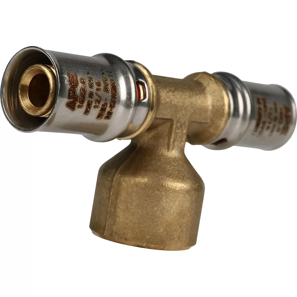 Тройник переходной с внутренней резьбой прессовой Stout 16 x 1/2 x 16