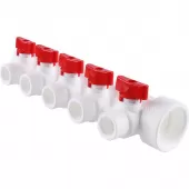 Коллектор Kalde на 5 выхода, ручки красные