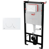 Инсталляция для подвесного унитаза AlcaPlast с белой кнопкой M670 и шумоизоляцией Инсталляция для подвесного унитаза AlcaPlast с белой кнопкой M670 и шумоизоляцией