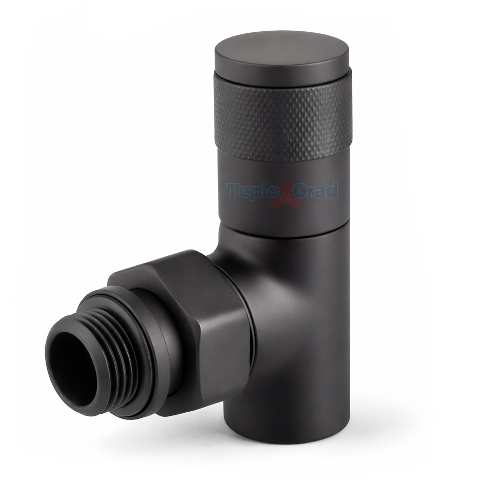 Набор дизайн-вентилей Royal Thermo PIANO 1/2 угловой (черный)