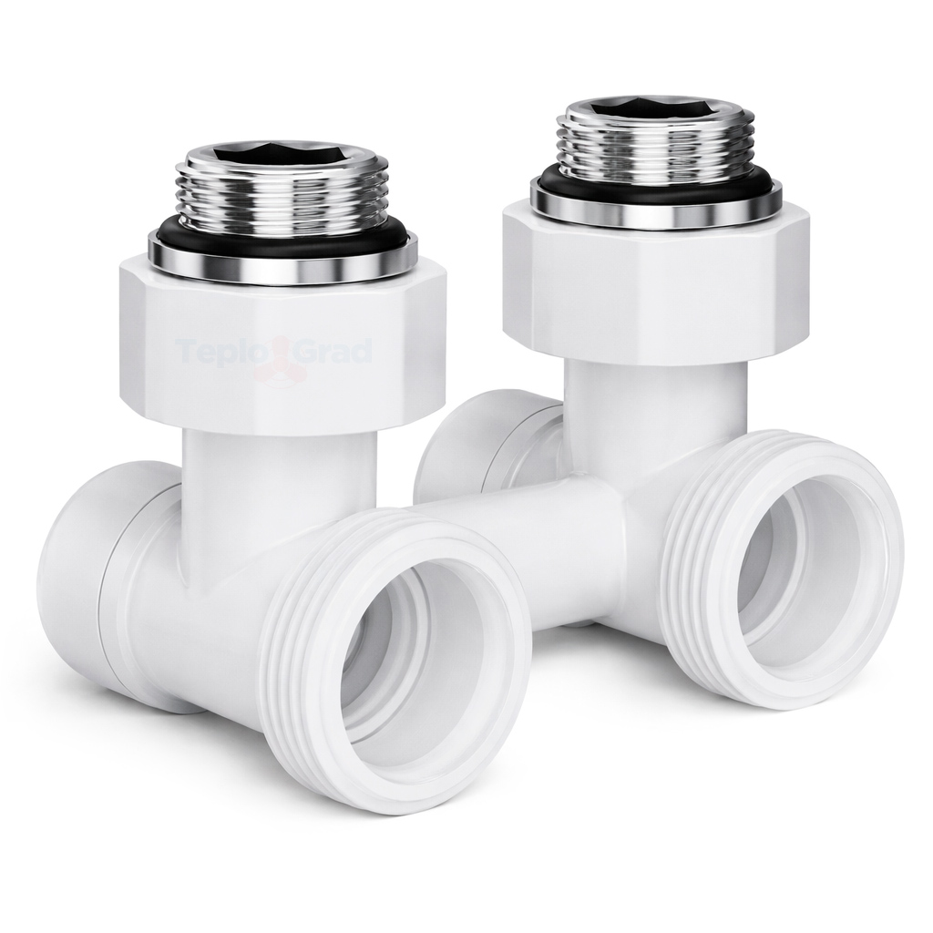 Узел нижнего подключения Royal Thermo Design угловой 1/2x3/4, белый