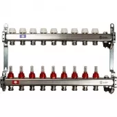 Коллектор Stout на 9 выходов с расходомерами, с клапаном вып. воздуха и сливом - SMS-0927-000009