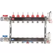 Коллектор из нержавеющей стали Rommer в сборе с расходомерами 7 выходов Коллектор из нержавеющей стали Rommer в сборе с расходомерами 7 выходов
