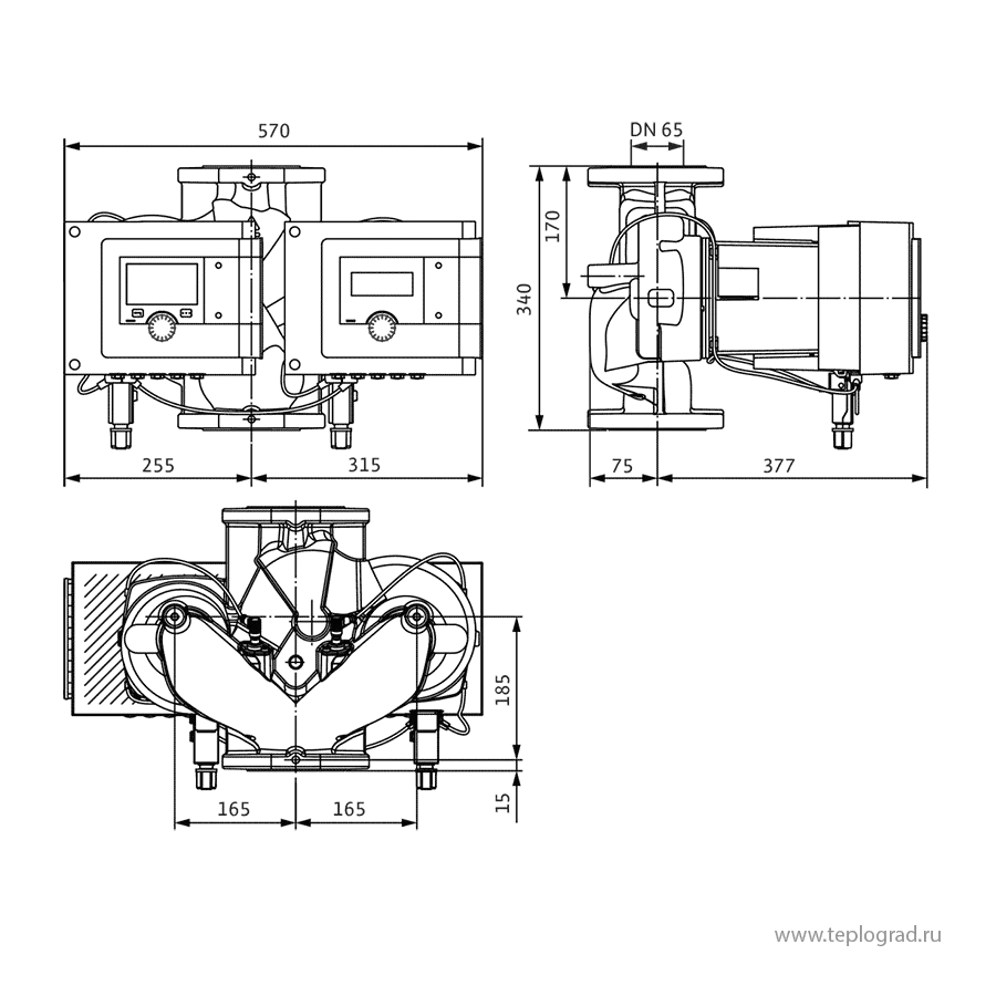 Сдвоенный циркуляционный насос Wilo Stratos MAXO-D 65/0,5-12 PN6/10 Сдвоенный циркуляционный насос Wilo Stratos MAXO-D 65/0,5-12 PN6/10