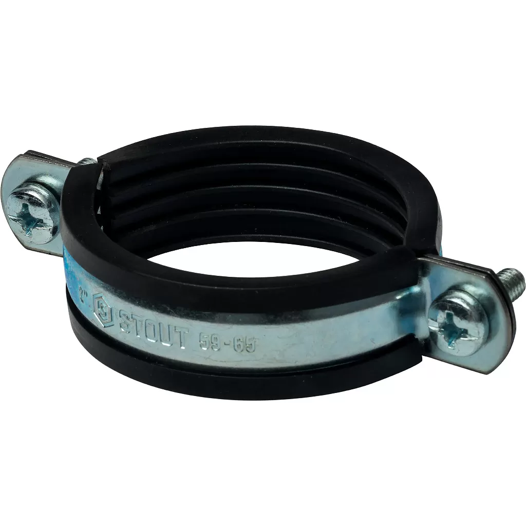 Хомут сантехнический со шпилькой и дюбелем 2" (59-65мм)