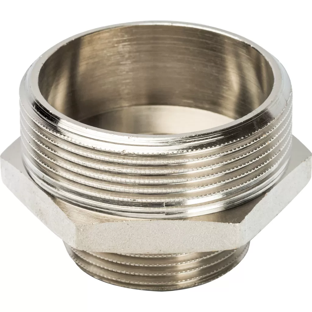 Ниппель переходной 2x1 1/4 НН никелированный Stout