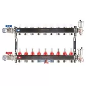 Коллектор из нержавеющей стали Rommer в сборе с расходомерами 9 выходов Коллектор из нержавеющей стали Rommer в сборе с расходомерами 9 выходов