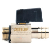 Кран шаровой Zeissler 3/8x14мм сливной со штуцером, никелированный