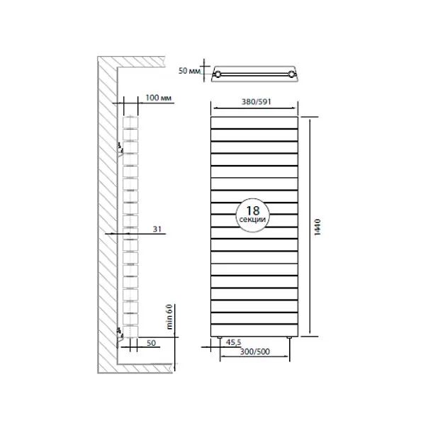 Биметаллический радиатор Royal Thermo PianoForte Tower Noir Sable 18 секций