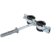 Сдвоенный хомут сантехнический 3/8" (15-19мм) со шпилькой и дюбелем
