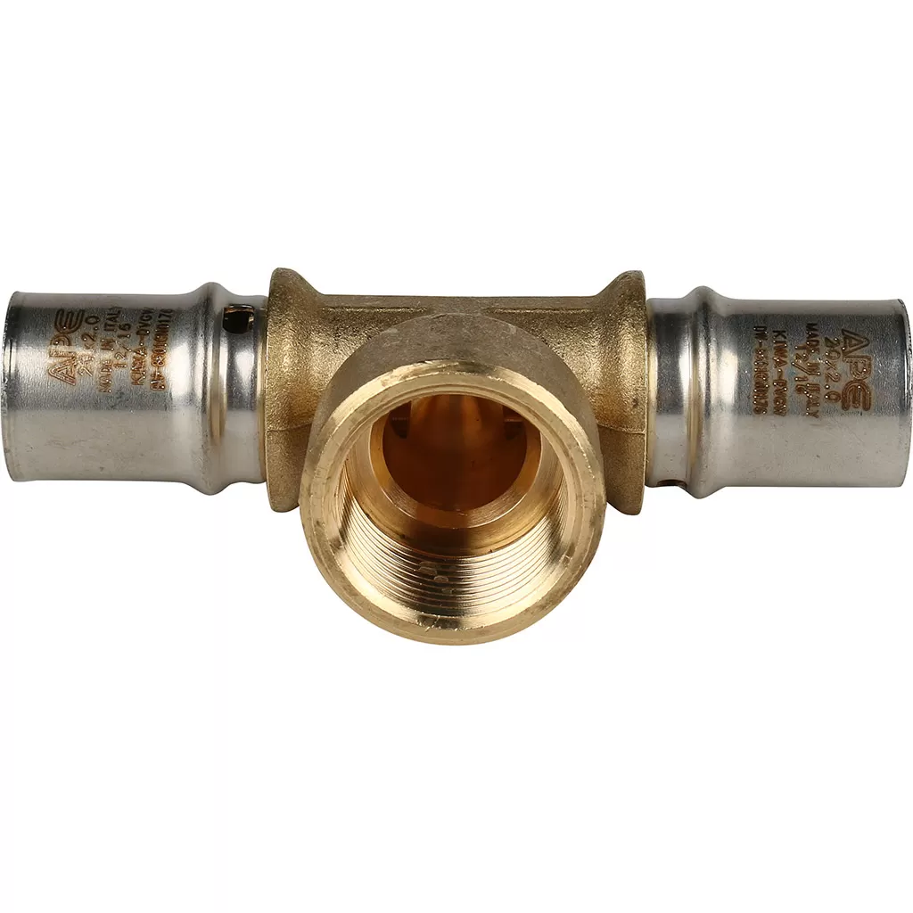 Тройник переходной с внутренней резьбой прессовой Stout 20 x 3/4 x 20