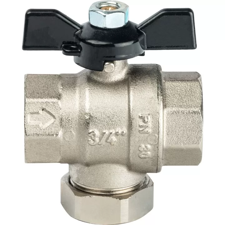 Шаровой кран Stout с фильтром ВР-ВР 3/4, ручка бабочка
