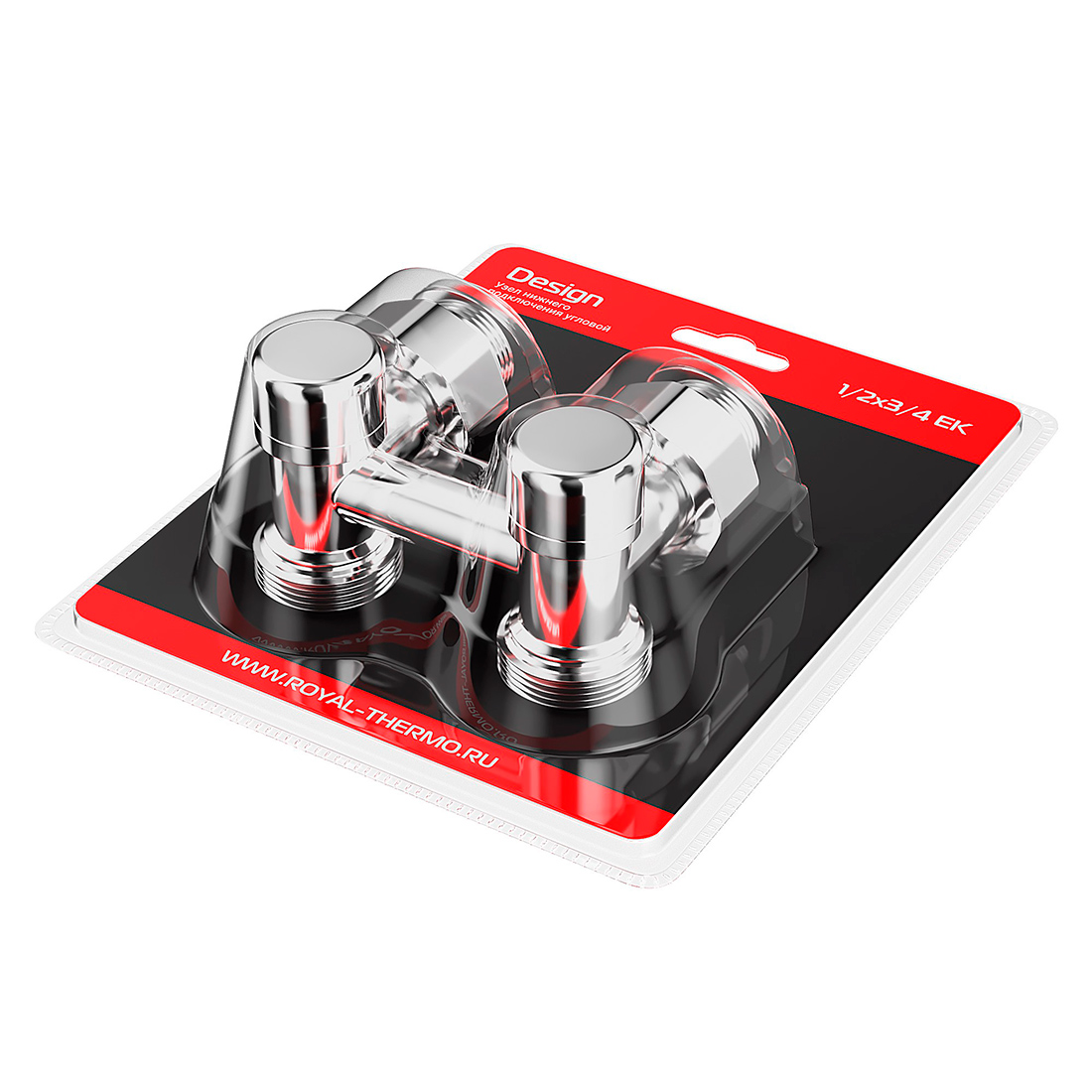 Узел нижнего подключения Royal Thermo Design угловой 1/2x3/4, хром