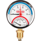 Термоманометр радиальный Rommer 80 мм, 0-10 бар, 1/2