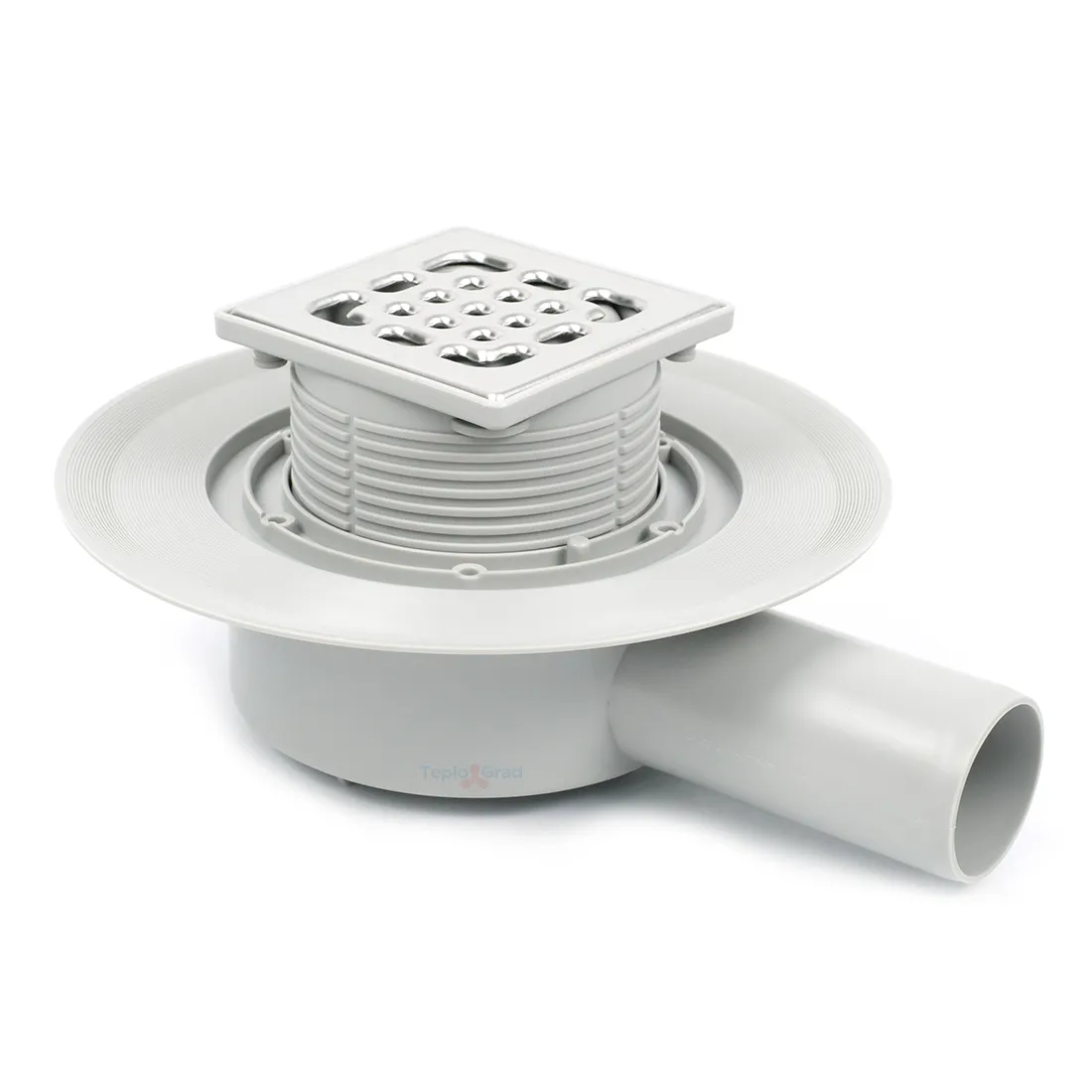 Трап для душевой с сухим затвором TIM 10x10см. горизонтальный выпуск Трап для душевой с сухим затвором TIM 10x10см. горизонтальный выпуск