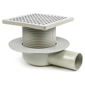 Душевой трап Valfex 150x150 DN50 регулируемый, горизонтальный выпуск