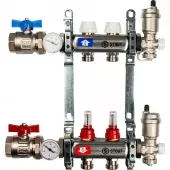 Коллектор из нержавеющей стали Stout в сборе с расходомерами 2 выхода Коллектор из нержавеющей стали Stout в сборе с расходомерами 2 выхода