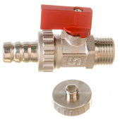 Шаровой кран Uni-Fitt НН 1/2x3/4 сливной, со штуцером никелированный
