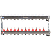 Коллектор Rommer на 12 выходов с расходомерами, с клапаном вып. воздуха и сливом Коллектор Rommer на 12 выходов с расходомерами, с клапаном вып. воздуха и сливом