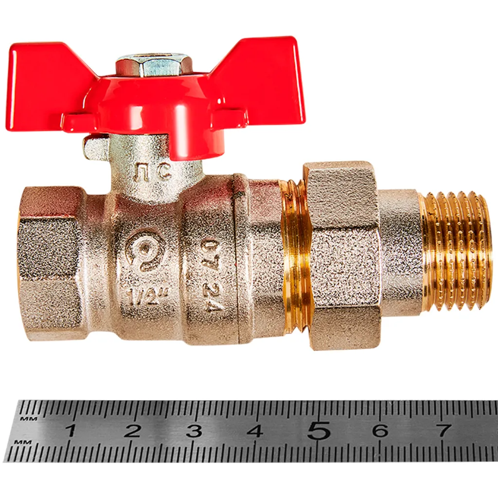 Кран шаровой Rommer с американкой НВ 1/2, ручка бабочка