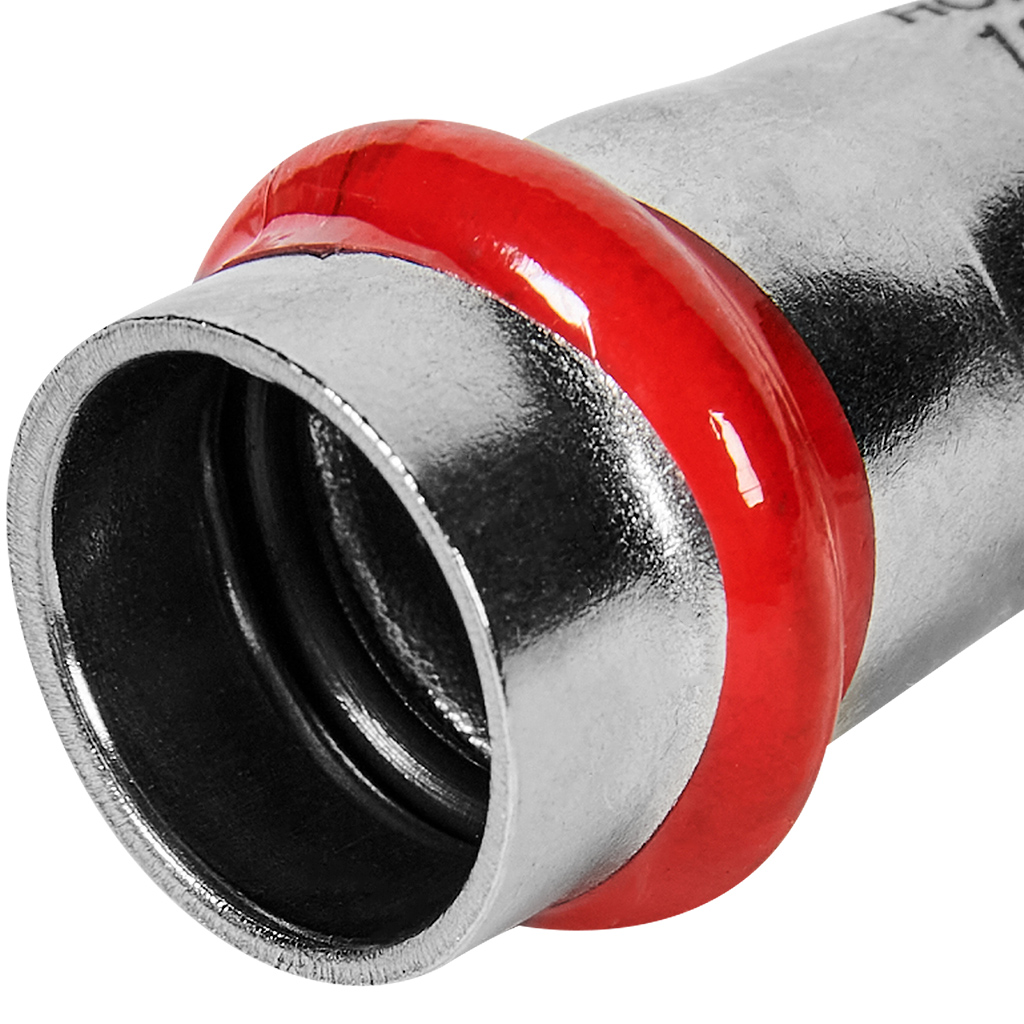 Угольник однораструбный 45° 18 Rommer из нержавеющей стали прессовой