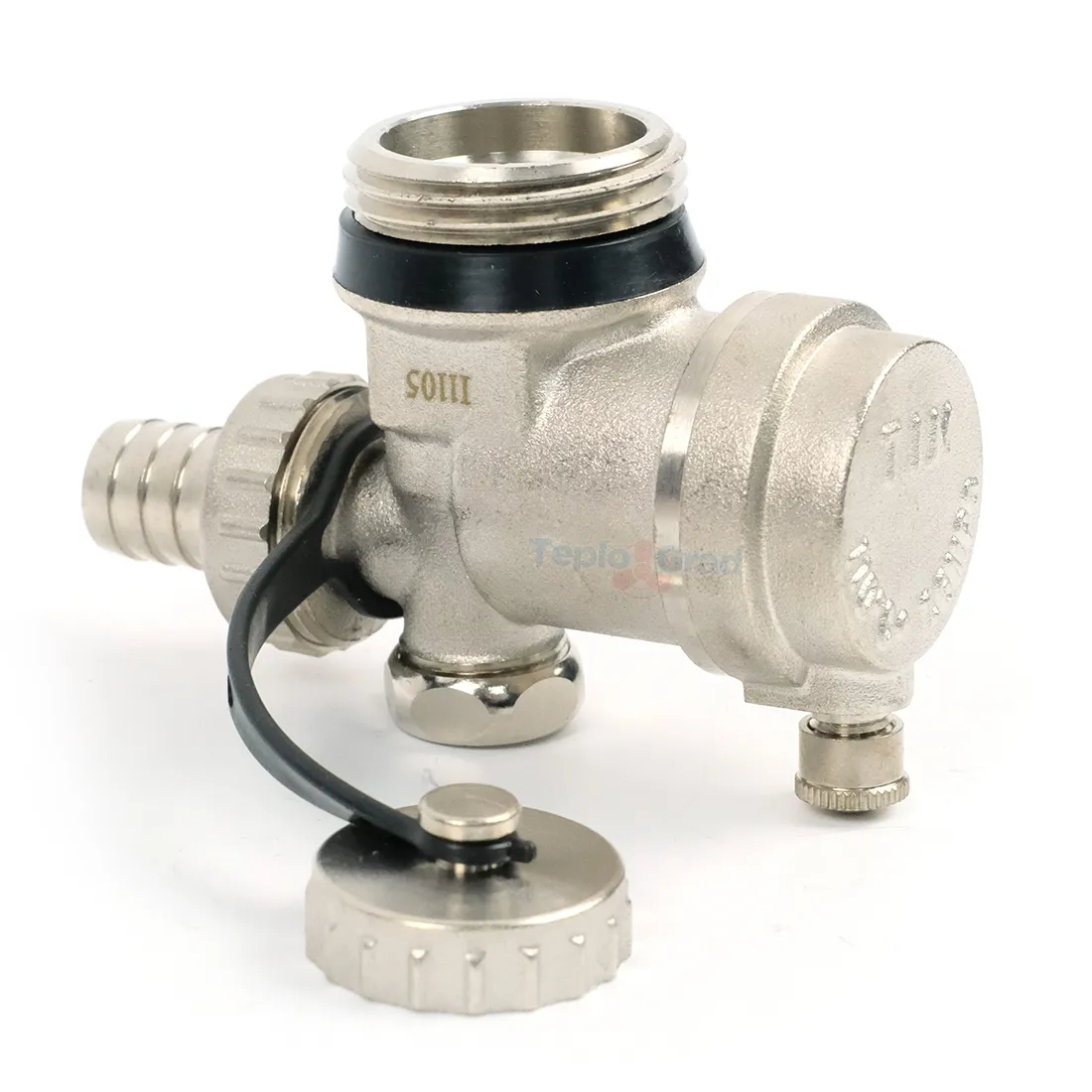 Концевой фитинг TIM 1" с дренажным вентилем и воздухоотводчиком