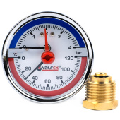 Термоманометр аксиальный Valfex 63 мм, 0-4 бар, 1/2