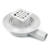 Трап для душевой с сухим затвором TIM 10x10см. горизонтальный выпуск Трап для душевой с сухим затвором TIM 10x10см. горизонтальный выпуск